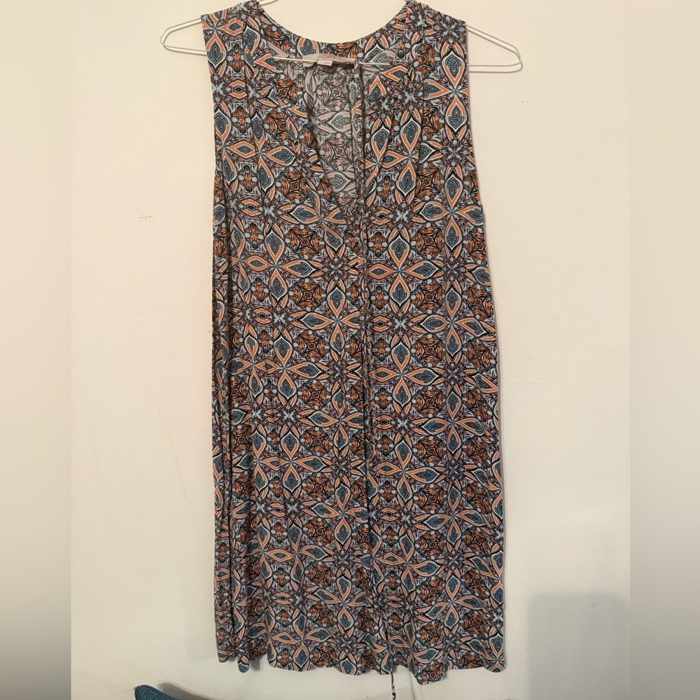 Loft medium sleeveless paisley orange and blue dress